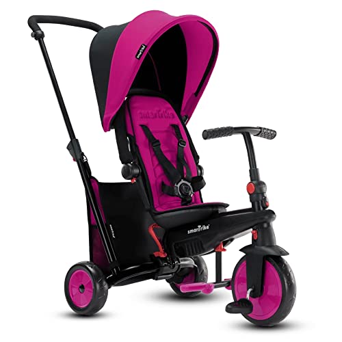 smarTrike STR3 Klappbares Kleinkinder-Dreirad mit Kinderwagen-Zertifizierung für 1,2,3 Jahre - 6 in 1 Mehrstufiges Dreirad , Rose von smarTrike