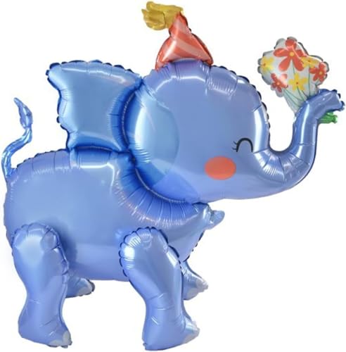 smartelf Elefant Luftballons, 3D Folienballon Elefant Stehend, Tier Riesenballon, Stehende Luftballons, Dschungel Deko Geburtstag für Kindergeburtstag Junge Mädchen Babyparty Party Deko von smartelf