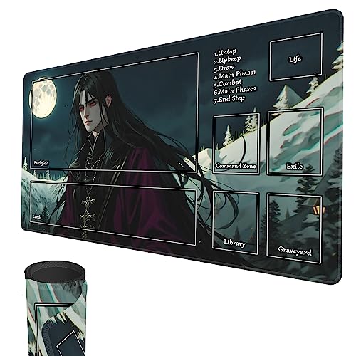 MTG Spielmatte, 60x35cm Spielmatte für TCG MTG Kartenspielmatte, genähte Kanten, MTG Spielmatte mit Zonen, Glatte Gummioberfläche, Kampfspielmatte von smatcamp