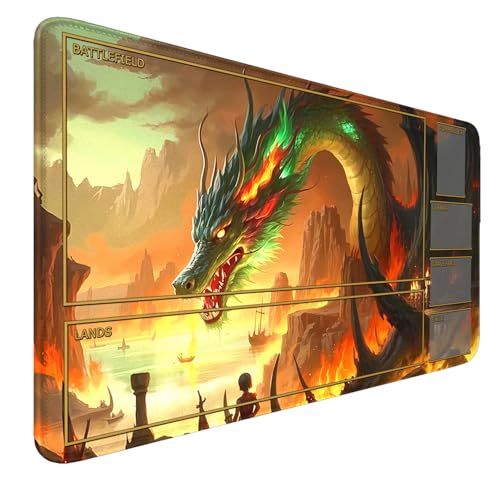 MTG Spielmatte Genäht Kanten, rutschfeste MTG Spielmatten, TCG Spielmatte 24“ x 14“ Board Game MTG Matten + Aufbewahrungstasche Für Personen ab 14 Jahren 4 Spieler von smatcamp