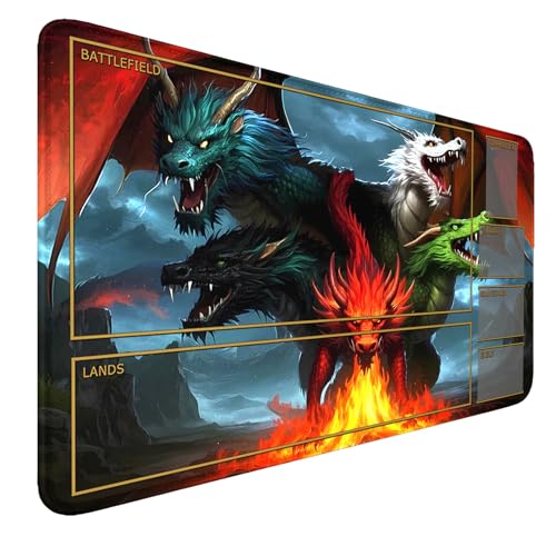 MTG Spielmatte Genäht Kanten, rutschfeste MTG Spielmatten, TCG Spielmatte 24“ x 14“ Board Game MTG Matten + Aufbewahrungstasche Für Personen ab 14 Jahren 4 Spieler von smatcamp