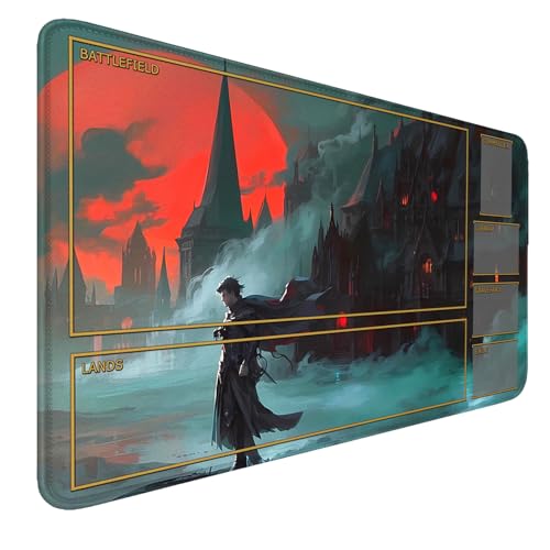 MTG Spielmatte mit Zonen, rutschfeste MTG Spielmatten, Genäht Kanten TCG Spielmatte 24“ x 14“ MTG Matten + Aufbewahrungstasche Für Personen ab 14 Jahren 4 Spieler von smatcamp