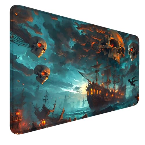 MTG Spielmatte mit Zonen genäht Kanten, rutschfeste Gummi Boden MTG Spielmatten, Glatte Gummioberfläche Schlacht TCG Spielmatte 24“ x 14“ Halloween Mauspad MTG Matten + Aufbewahrungstasche von smatcamp