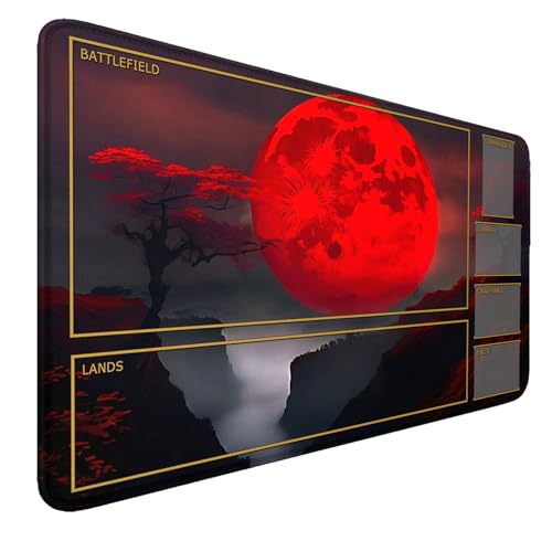 MTG Spielmatte mit Zonen genäht Kanten, rutschfeste Gummi Boden MTG Spielmatten, Glatte Gummioberfläche Schlacht TCG Spielmatte 24“ x 14“ Halloween Mauspad MTG Matten + Aufbewahrungstasche von smatcamp