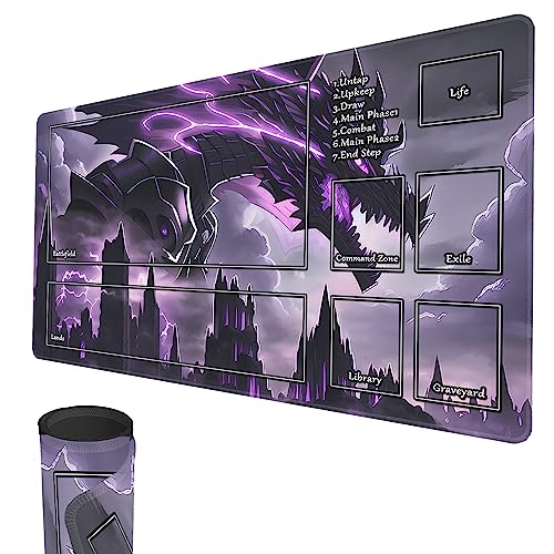 Spielmatte für MTG, 24" x 14" TCG Spielmatten, genähte Kanten, Glatte Gummioberfläche, Kampfbrettspiel, MTG-Spielmatte mit Zonen (Drachen) von smatcamp