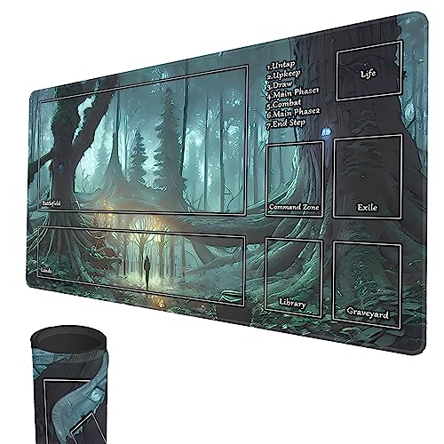 Spielmatte für MTG, 24" x 14" TCG Spielmatten, genähte Kanten, Glatte Gummioberfläche, Kampfbrettspiel, MTG-Spielmatte mit Zonen (Zauberbaum) von smatcamp