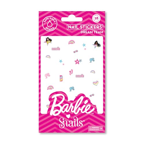 Snails 510464 Kinder Nagelsticker Barbie Dream Team, 28 abziehbare 3D Sticker mit trendigen Modemotiven von snails safe nails