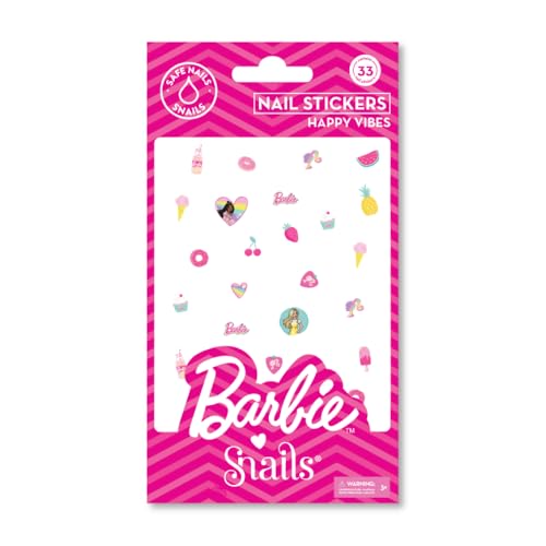 Snails 510466 Kinder Nagelsticker Barbie Happy Vibes, 33 abziehbare 3D Sticker mit coolen Sommermotiven von snails safe nails