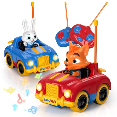 snookids Ferngesteuertes Auto - RC Auto Spielzeug für Kinder ab 2 3 4 5 6 Jahre, 2-teiliges Set Kinderspielzeug mit Lichtern und Musik, Geschenke für Mädchen Jungen von snookids