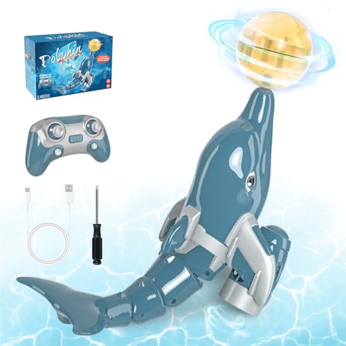 snookids Ferngesteuerter Delfin Spielzeug, 2.4GHz Simulationsdelfin RC Ferngesteuertes Hai Boot, Wasserspielzeug Kinder im Sommereug für Jungen und Mädchen von snookids