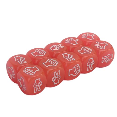 10-teiliges Finger-Ratewürfel-Set, leuchtet im Dunkeln, 6-seitiges, leichtes Rock-Schere-Papierwürfel-Set für Brettspiele, Partyspiele (Rosa) von sojupcal