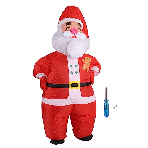 Aufblasbares Weihnachtskostüm, lustiger Blow-Up-Weihnachtsparty-Puppenanzug, aufblasbarer Weihnachtsmann-Anzug, Weihnachten für 150–190 cm große Erwachsene, Cosplay (Weihnachtsmann mit großem Kopf) von sojupcal