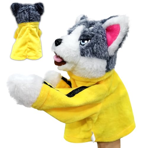 Boxer Handpuppe, Kung Fu Plush Hand Puppets, Boxing Hand Puppet Toy, Lustiges Handpuppen-Spielzeug mit Soundeffekten und Box-Action (Husky) von songyea