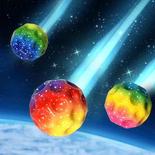 songyea 3 Stück Moon Ball, Hohe Sprünge Gummiball Space Ball Moonball,Planeten Hüpfbälle, 7 cm Flunkyball Bounce Ball Bouncing Ball für Kinder, Hohe Bounce-Loch-Ball Mondball Lavaball (B) von songyea