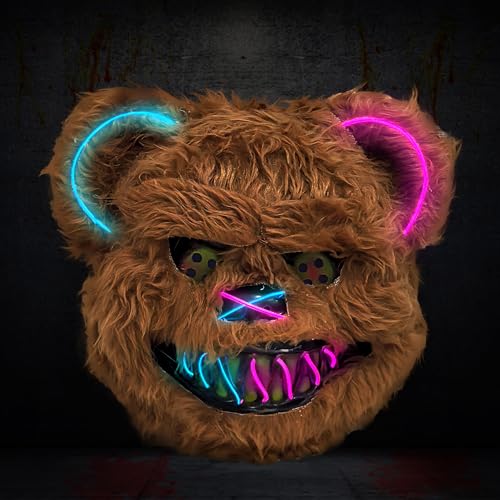 songyea Halloween Horror Mask, LED Gruselige Maske mit 3 Blitzmodi, mit Halloween Accessoires, Halloween Kostüme für Cosplay, Gruselige Partys, Geisterhaus (Bär) von songyea