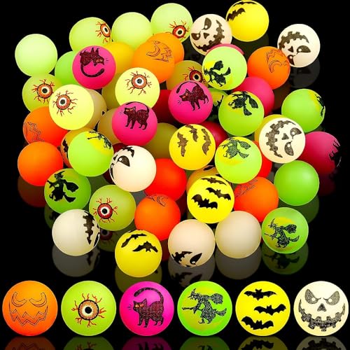 songyea 72 Stück Halloween Luminous Flummi für Kinder,Halloween Flummi Im Dunkeln leuchtende Springende Bälle,Gummiball Springball Hüpfball für Halloween Party Mitgebsel Geschenk Süßes oder Saures von songyea