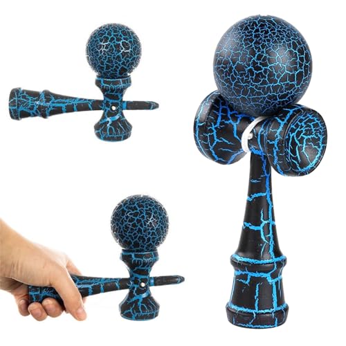 songyea Kendama aus Buchenholz, Geschicklichkeitsspiel, Holzspielzeug mit Schnur und Ball, Balancing-Spielzeug für Draußen und Drinnen (blau schwarz) von songyea