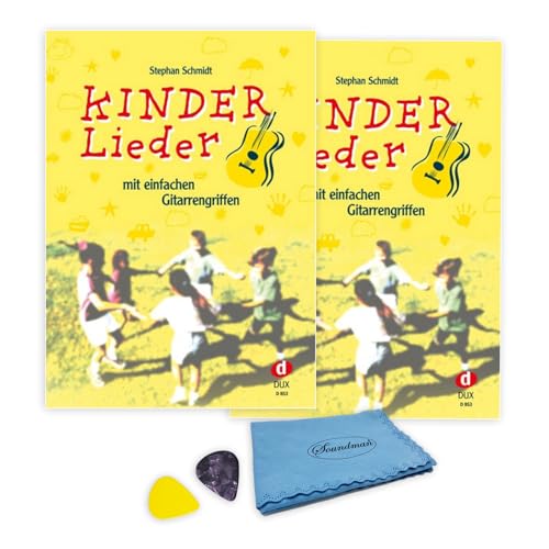 2 x Kinderlieder mit einfachen Gitarrengriffen: (Doppelpack) - ISBN 9783934958081 + Soundman Reinigungstuch und Pleks (2er Pack) von soundman