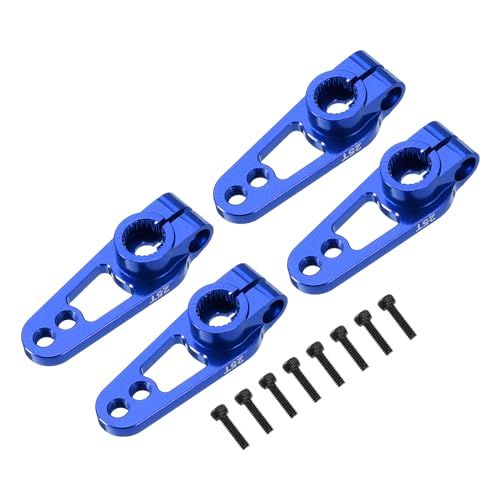 sourcing map Lenkservo, Aluminiumlegierung, 25T, einseitig, blau, für Heimwerker, ferngesteuertes Auto, Boot, Flugzeug, Boot, Zubehör, 4 Stück von sourcing map
