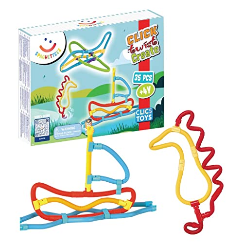 spaghetteez Antistress Spielzeug für Kinder ab 4 Jahre, pädagogisches montessori Bastelset für Jungen und Mädchen ideal als Geschenk, flexible Baustöcke zum Basteln im Set, 35 Teile von spaghetteez