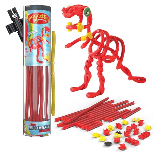 spaghetteez Anti-Stress-Spielzeug für Kinder ab 5 Jahren, pädagogisches Montessori-Bastelset für Jungen und Mädchen, Flexible Baustöcke zum Basteln - Velociraptor Set von spaghetteez