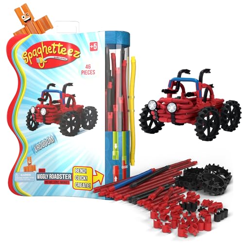 spaghetteez Anti-Stress-Spielzeug für Kinder ab 5 Jahren, pädagogisches Montessori-Bastelset für Jungen und Mädchen, Flexible Baustöcke zum Basteln - Wiggly Roadster Set von spaghetteez