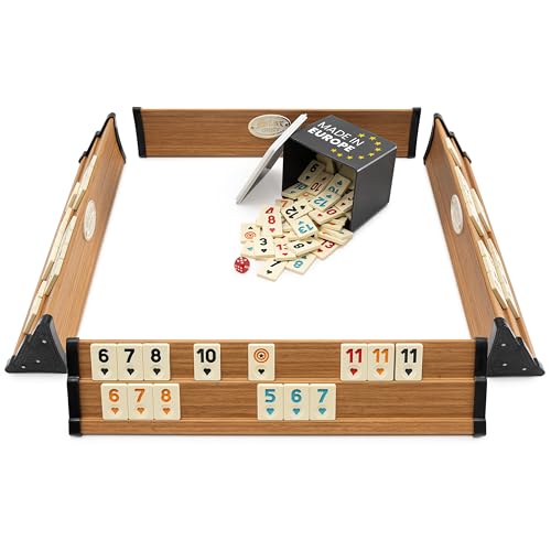 spar-home® Rummy Premium Holz Okey Set mit Melamin Steine Brettspiele für Erwachsene Gesellschaftsspiele Original Türkisch Rummikub Holz Spiel Familienspiele (Hellbraun) von spar-home