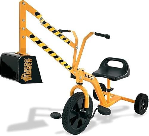 stargo Kids Bagger Dreirad mit Pedalen, Lenker, Schaufel und drehbarem Rad, Tretbagger Baustellen-Spielzeugdreirad für kleine Jungen von stargo