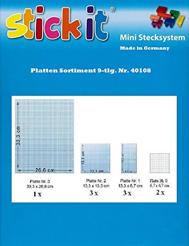 stickit Mini Stecksystem Platten Sortiment, 9-TLG. Nr. 40108, im Polybeutel von stickit