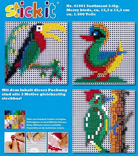 stickit Mini Stecksystem Sortiment Merry birds 3-tlg. ca. 1.500 Teile Nr. 41001 von stickit