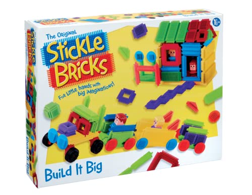 Stickle Bricks großer Baukasten, 100 Teile – Stimulieren Sie Fantasie und motorische Fähigkeiten mit vielseitigem Bauset, Robustes und sicheres Konstruktionsspielzeug für Kinder ab 3 Jahren von sticklebricks