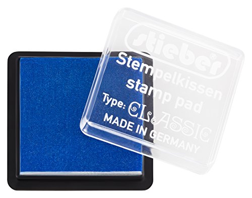 stieber® Mini-Stempelkissen mit Schnappdeckel, Gehäuse ca. 41x41 mm, Fasermaß ca. 34x34 mm *Bitte Farbe auswählen* (BLAU) von stieber