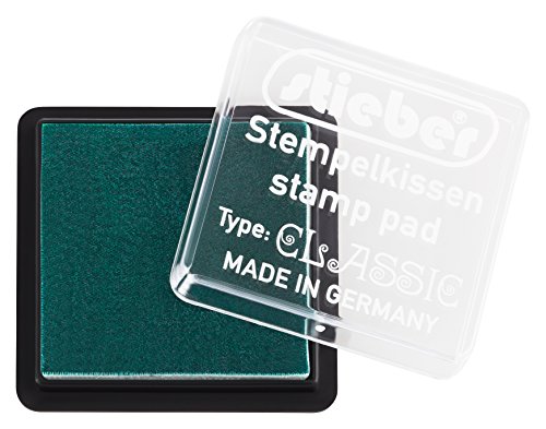 stieber® Mini-Stempelkissen mit Schnappdeckel, Gehäuse ca. 41x41 mm, Fasermaß ca. 34x34 mm *Bitte Farbe auswählen* (GRÜN) von stieber