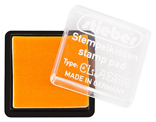 stieber® Mini-Stempelkissen mit Schnappdeckel, Gehäuse ca. 41x41 mm, Fasermaß ca. 34x34 mm *Bitte Farbe auswählen* (ORANGE) von stieber