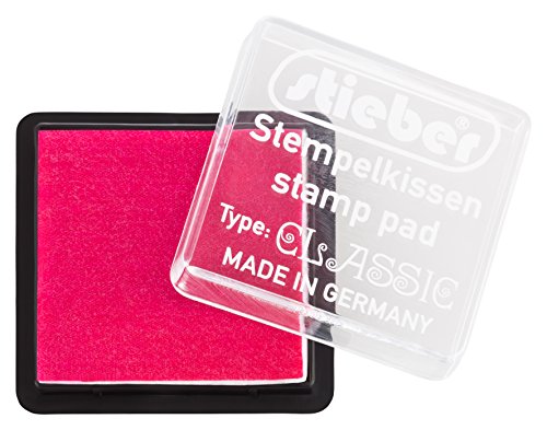 stieber® Mini-Stempelkissen mit Schnappdeckel, Gehäuse ca. 41x41 mm, Fasermaß ca. 34x34 mm *Bitte Farbe auswählen* (PINK-Magenta) von stieber