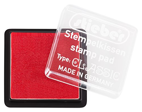 stieber® Mini-Stempelkissen mit Schnappdeckel, Gehäuse ca. 41x41 mm, Fasermaß ca. 34x34 mm *Bitte Farbe auswählen* (ROT) von stieber