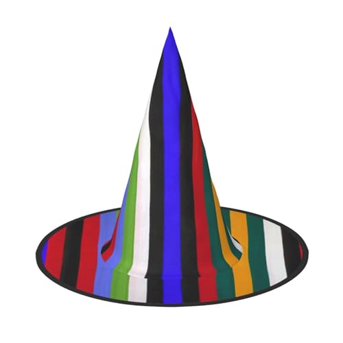 Halloween-Hexenhut mit bunten Streifen, Oxford-Stoff, faltbar, für Party/Karneval/Maskerade Halloween-Hexenhut mit bunten Streifen, Oxford-Stoff, faltbar, für Party/Karneval/Maskerade von sttung