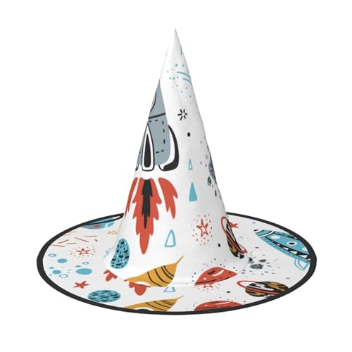 sttung Cartoon Raketen Druck Halloween Hexenhut Oxford Tuch Faltbar für Party/Karneval/Maskerade sttung Cartoon Raketen Druck Halloween Hexenhut Oxford Tuch Faltbar für Party/Karneval/Maskerade von sttung