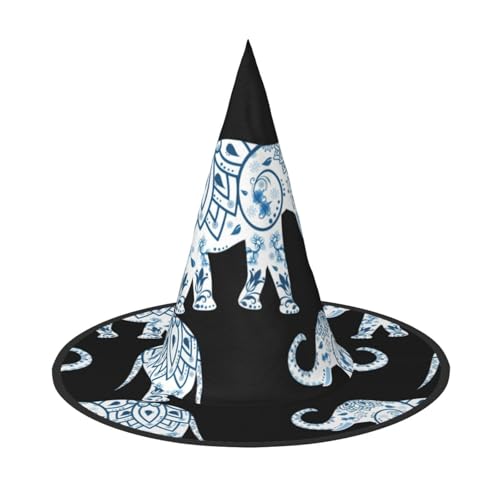 sttung Elefant Blau Schwarz Druck Halloween Hexenhut - Oxford Tuch Faltbar für Party/Karneval/Maskerade sttung Elefant Blau Schwarz Druck Halloween Hexenhut - Oxford Tuch Faltbar für Party/Karneval/Maskerade von sttung