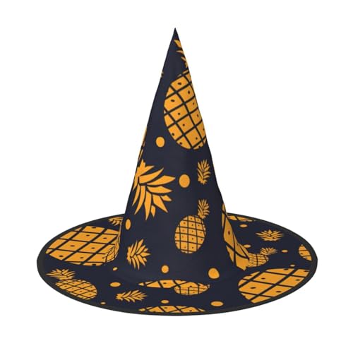 sttung Goldener Ananas-Druck Halloween Hexenhut Oxford Tuch faltbar für Party/Karneval/Maskerade sttung Goldener Ananas-Druck Halloween Hexenhut Oxford Tuch faltbar für Party/Karneval/Maskerade von sttung