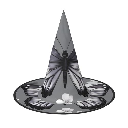 sttung Hexenhut mit Schmetterlings-Druck, Oxford-Stoff, faltbar, für Party, Karneval, Maskerade, Grau sttung Hexenhut mit Schmetterlings-Druck, Oxford-Stoff, faltbar, für Party, Karneval, Maskerade, Grau von sttung