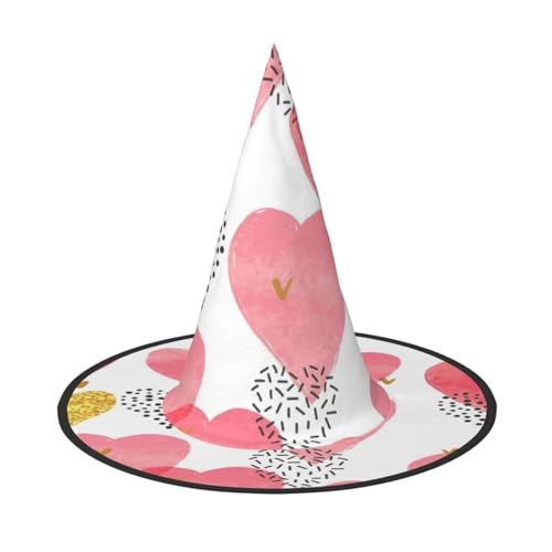 sttung Hexenhut mit goldenem rotem Herz-Druck, Oxford-Stoff, faltbar, für Party/Karneval/Maskerade sttung Hexenhut mit goldenem rotem Herz-Druck, Oxford-Stoff, faltbar, für Party/Karneval/Maskerade von sttung