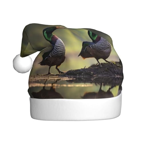 sttung Mallard Ducks Print Erwachsene Weihnachtsmütze Xmas Party Kostüm Zubehör Klassische Weihnachtsmann-Kopfbedeckung Herren Damen von sttung