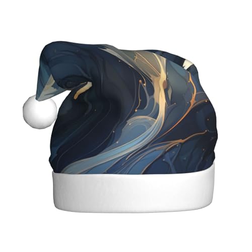 sttung Onyx-Stein, hellblauer Druck, Erwachsenen-Weihnachtsmütze, Weihnachten, Party, Kostüm, Accessoire, klassische Weihnachtsmann-Kopfbedeckung, für Herren und Damen von sttung