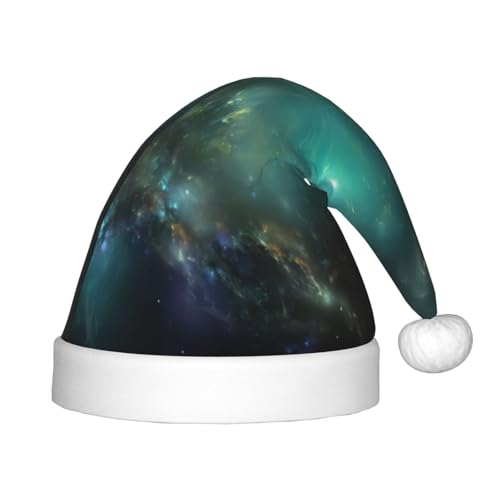 sttung Weihnachtsmütze mit Galaxie-Hintergrunddruck, Weihnachtsmannmütze, Unisex, Weihnachten, Neujahr, Urlaub, Partyzubehör, Dekorationen von sttung