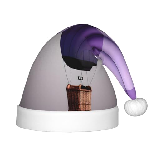 sttung Weihnachtsmütze mit Lavendel-Heißluftballon-Druck, Unisex, Weihnachten, Neujahr, Urlaub, Partyzubehör, Dekorationen von sttung