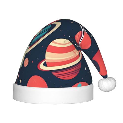 sttung Weihnachtsmütze mit Weltraumplaneten-Druck, Unisex, Weihnachten, Neujahr, Urlaub, Partyzubehör, Dekorationen von sttung