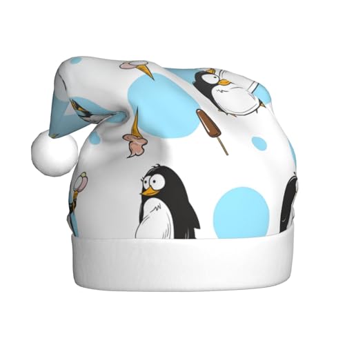 sttung Weihnachtsmütze mit niedlichem Pinguin-Aufdruck, für Erwachsene, Weihnachten, Party, Kostüm, Accessoire, klassische Weihnachtsmann-Kopfbedeckung, für Herren und Damen von sttung