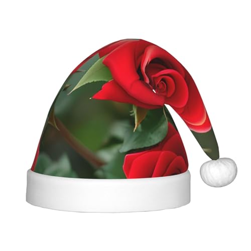 sttung Weihnachtsmütze mit roten Rosen und Blumen, Unisex, Weihnachten, Neujahr, Urlaub, Partyzubehör, Dekorationen von sttung