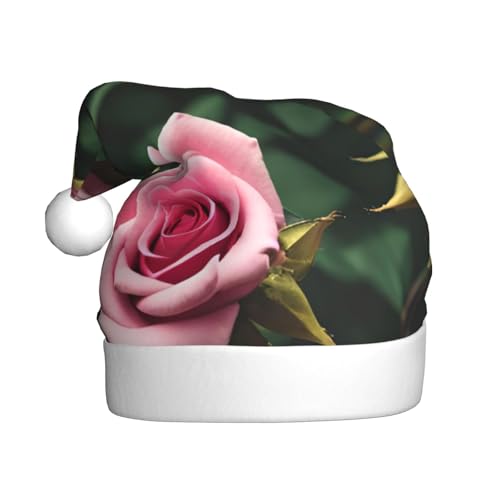 sttung Weihnachtsmütze mit roten Rosen und Blumen, für Erwachsene, Weihnachtsfeier, Kostüm, Accessoire, klassische Weihnachtsmann-Kopfbedeckung, für Herren und Damen von sttung